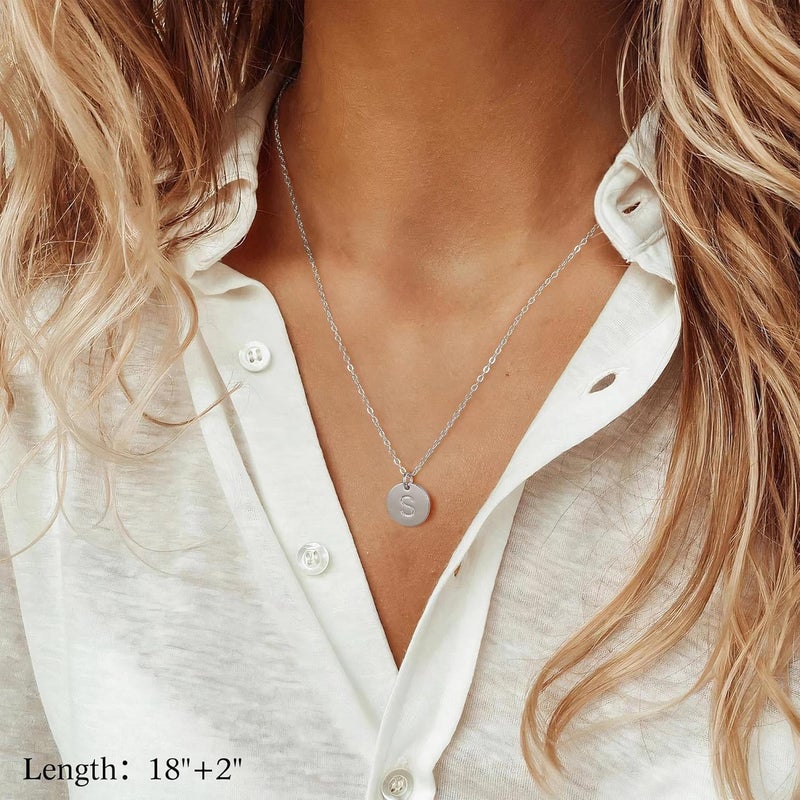 Vjoypro Initial Layered Necklaces for Women, 14K-Gold-Plated Coin Letter Necklace Bar Stacking Layer Necklace Multi Bar Layering Y-Necklaces Jewelry for Women - Image 3